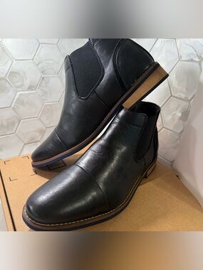 Deer Stags Men’s Black Chelsea Ankle Boots Memory Foam Slip On Size 10W